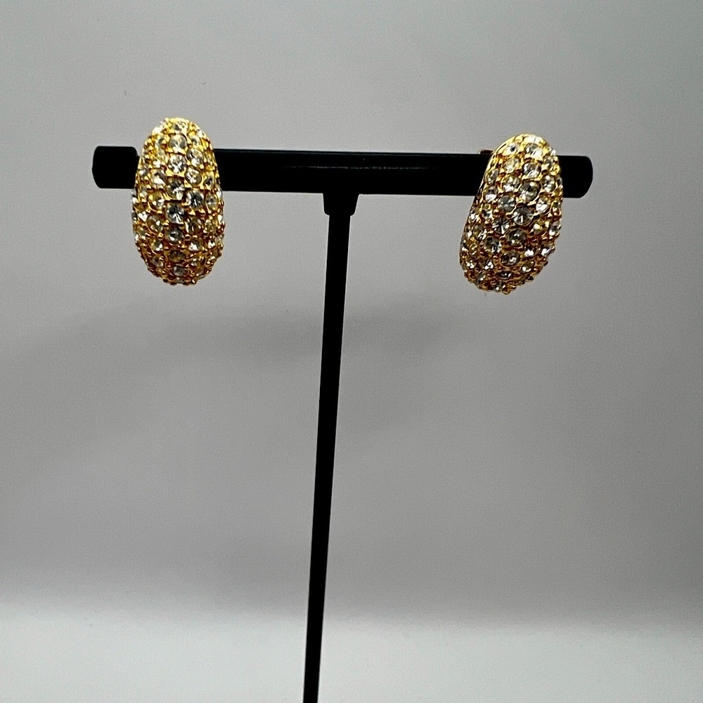 Roman Gold Tone and rhinestones pierced Earrings